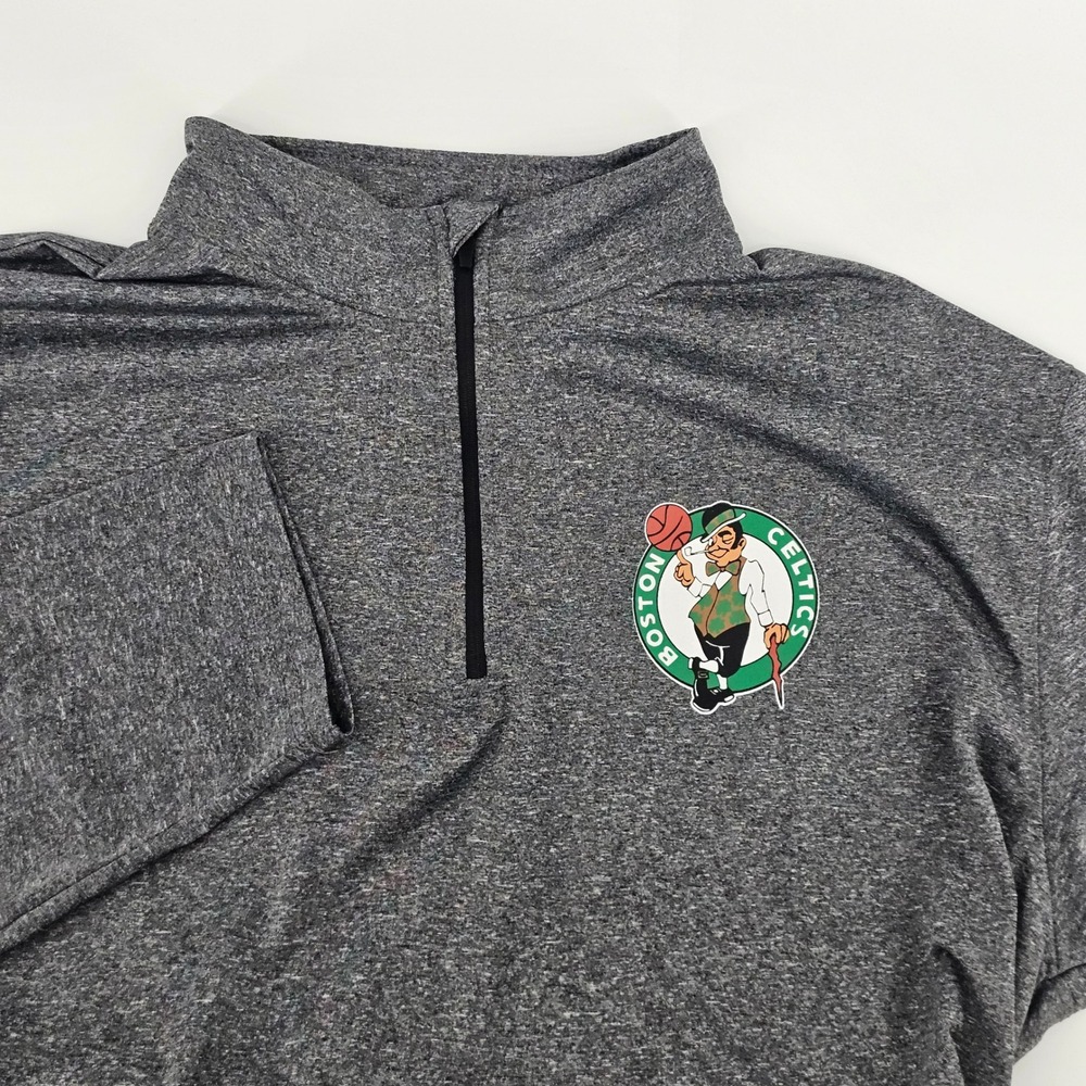 Ultra Game Boston Celtics Quarter Zip Mens XXL Gray NBA Performance Pullover